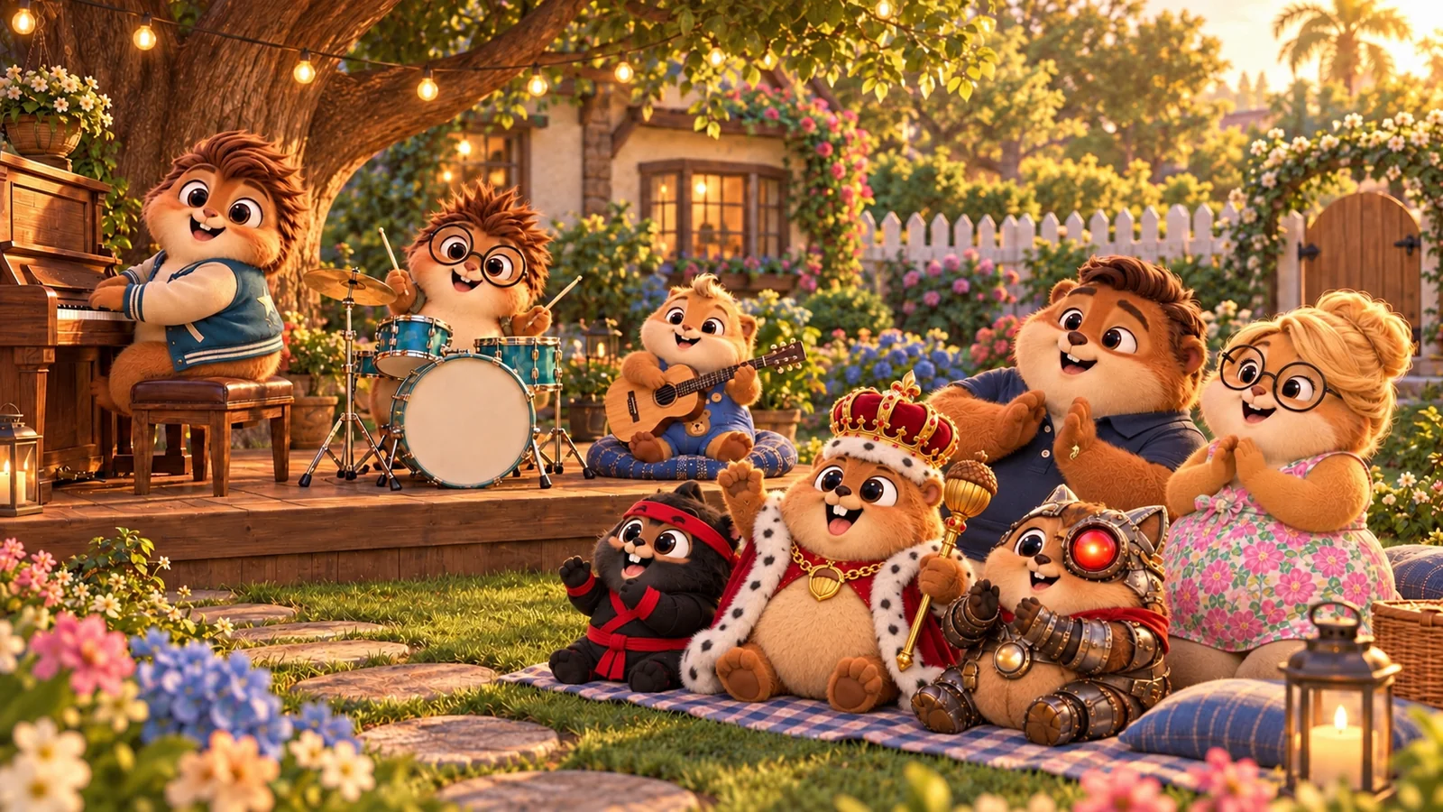 The Chubster family band sharing a joyful musical moment