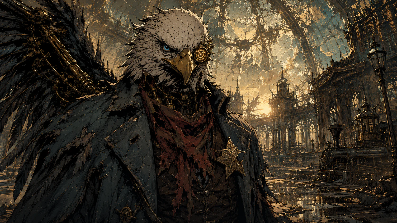 Bullet McCaw — A stormbound eagle marshal crosses Crystal Mercy before Tesla's machine becomes Red Fang's weapon.